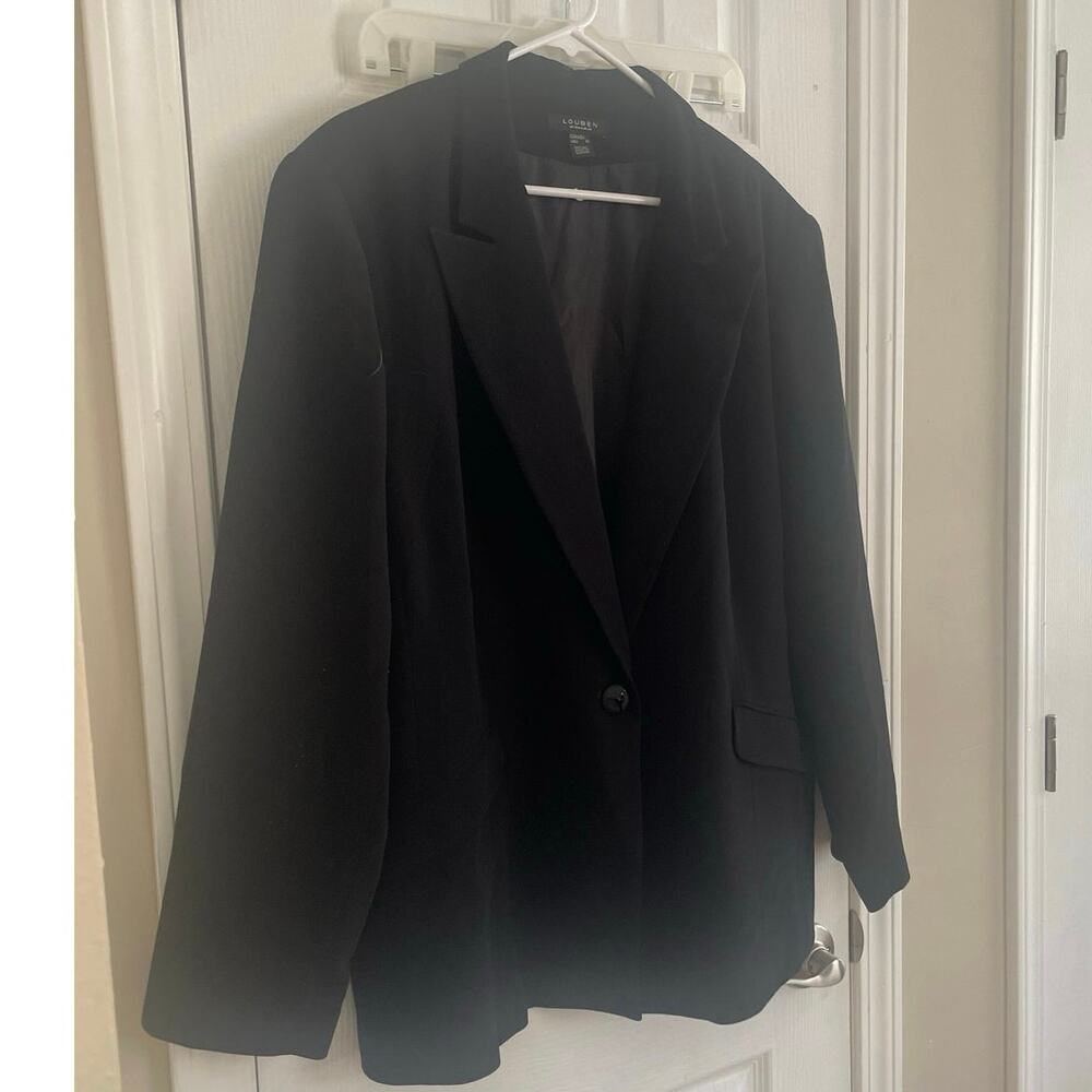 Women's LOUBEN Classic Black Blazer Jacket Long Sleeve One Button Lined, A93